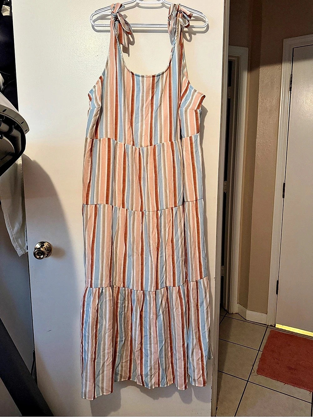 Lauren Conrad Striped Maxi Dress in Orange & Blue Size 2X Like New